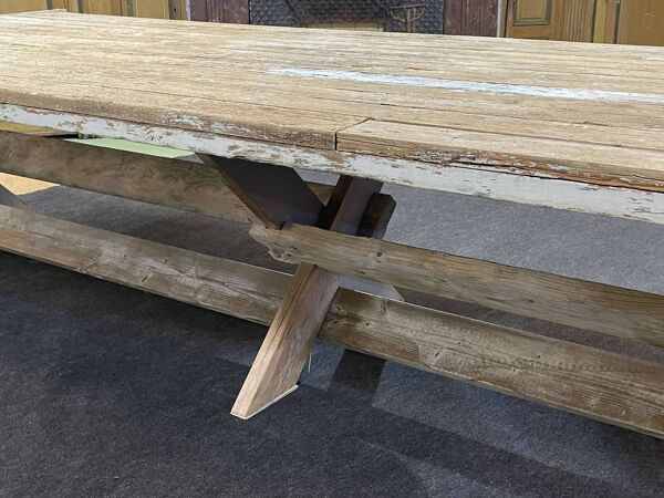 Table d'atelier en sapin - travail de charpentier des années 1970-80