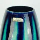 Scheurich europ-line mid century vase model 248-38 with stripe pattern in blue and emerald green