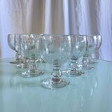 Vintage Biot-style bubbled stemmed glasses