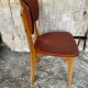 Ancienne Chaise Bois Pieds compas Vinyle Rouge Années 60