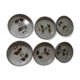 6 small vintage Arnon stoneware flower deep plates