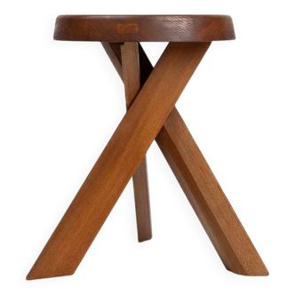 Iconic Pierre Chapo model S31 stool in elm wood, France 1974
