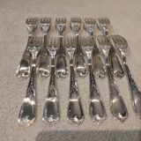 12 silver-plated dessert forks, Ercuis silversmith, Louis XV 29