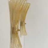 Pair of vintage Murano glass wall lights, pressed moulded, Italy, 1980.