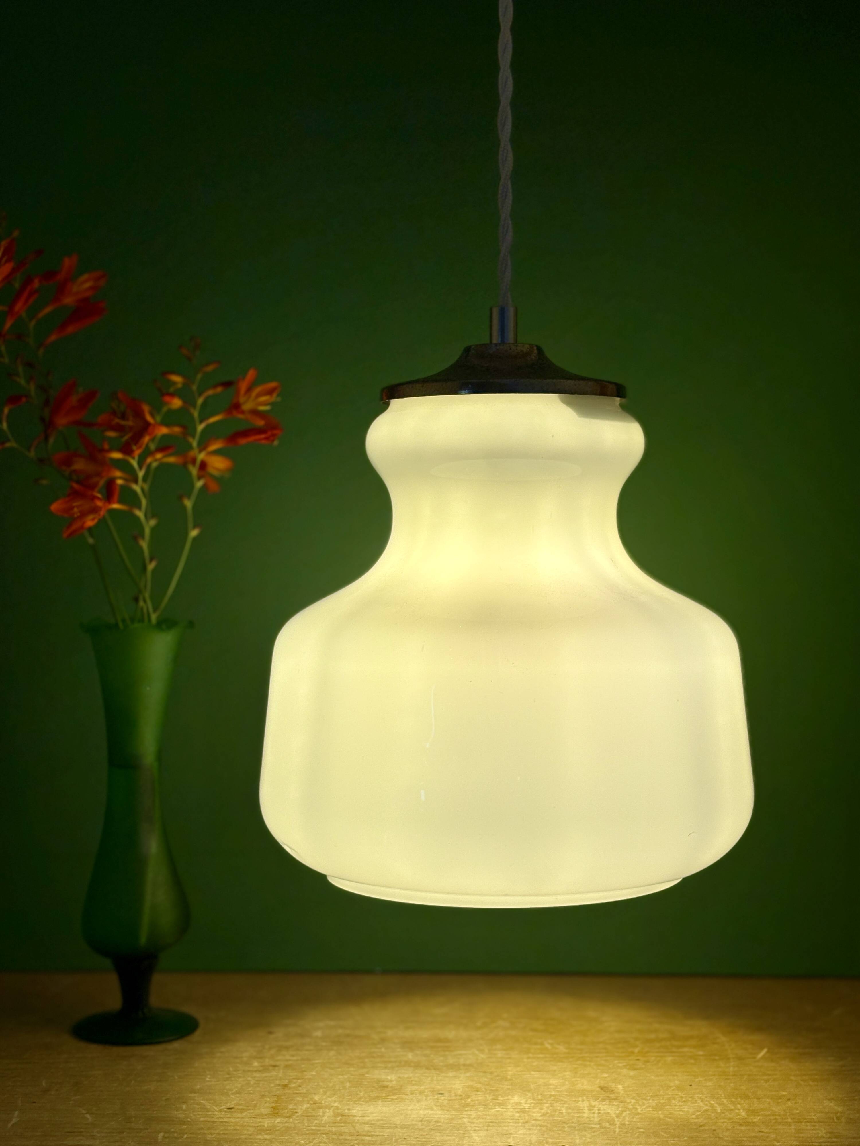 Vintage white opaline suspension globe