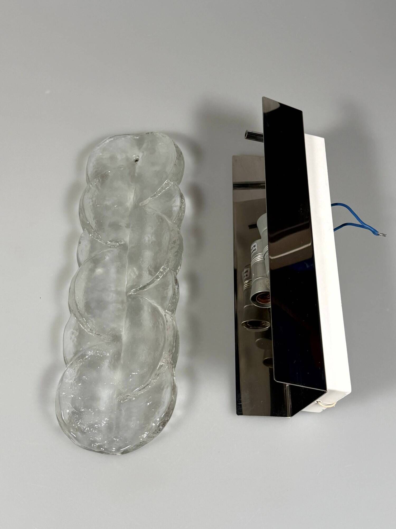1960s 1970s Ice Glass Wall Sconce by J.T. Kalmar Franken KG Austria