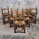 Pair of turned wooden spool armchairs, mid-20th century, France