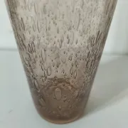 Bubble glass vase signed Biot – Pink beige
