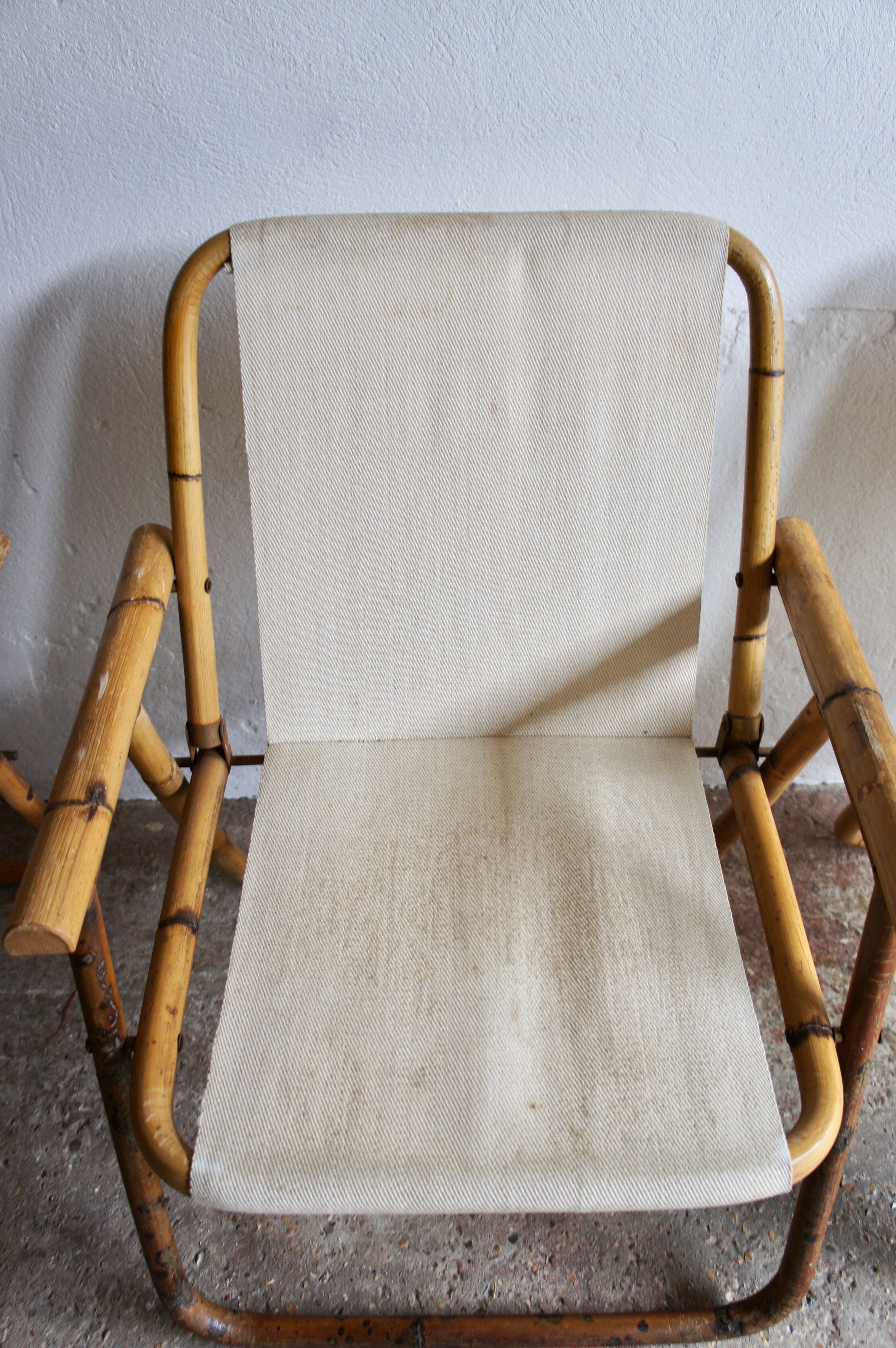 Midcentury bamboo folding chairs