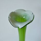 Large green and white opaline vase from the 70s
