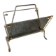 Foldable magazine holder in smoked glass and metal chrome dore 1970