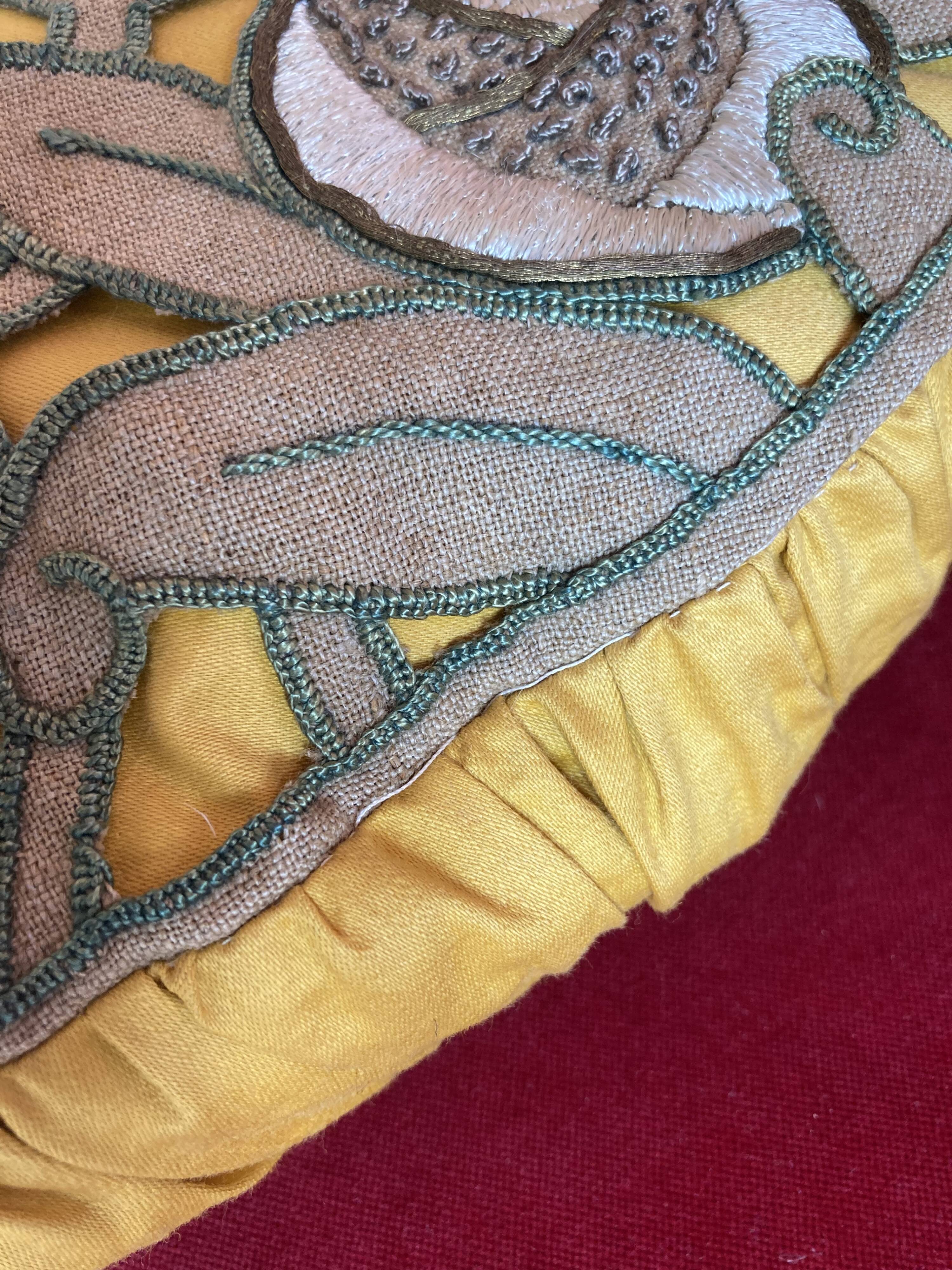 Large round Art Deco embroidered cushion