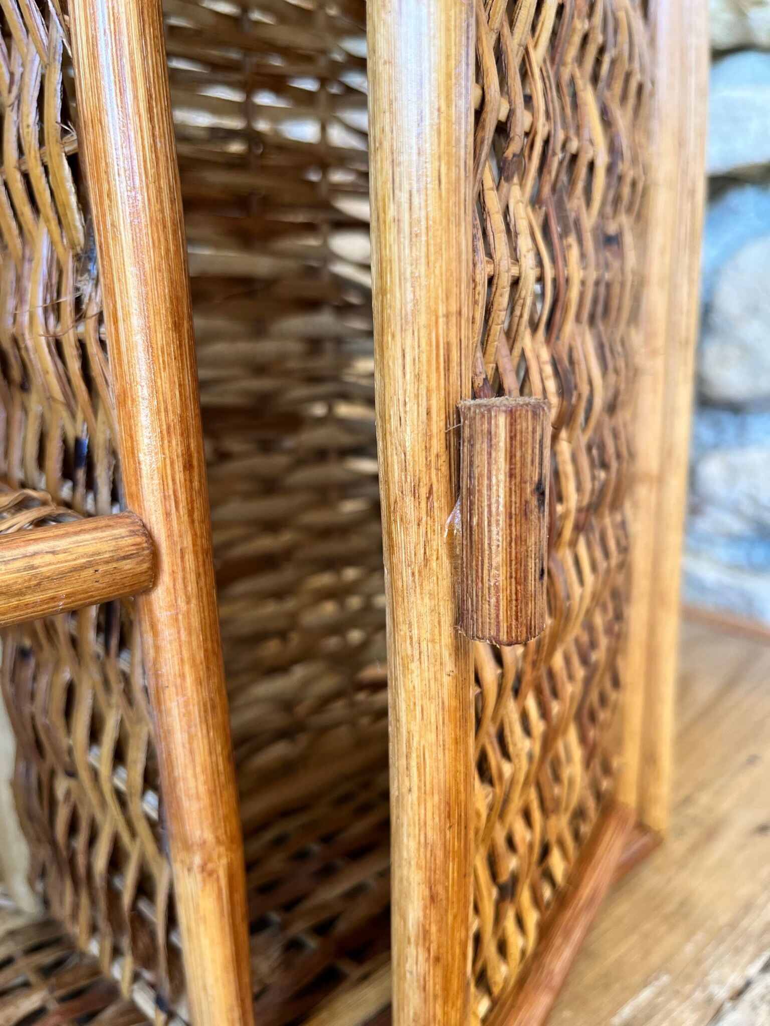 Bamboo and rattan shelf 2 doors