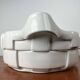 Vintage Italian woven basket in white ceramic