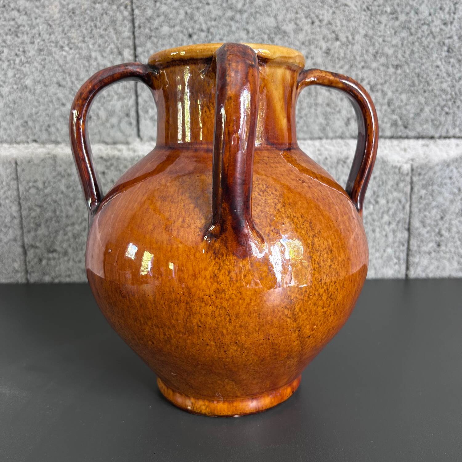 Signed 4-handled vase