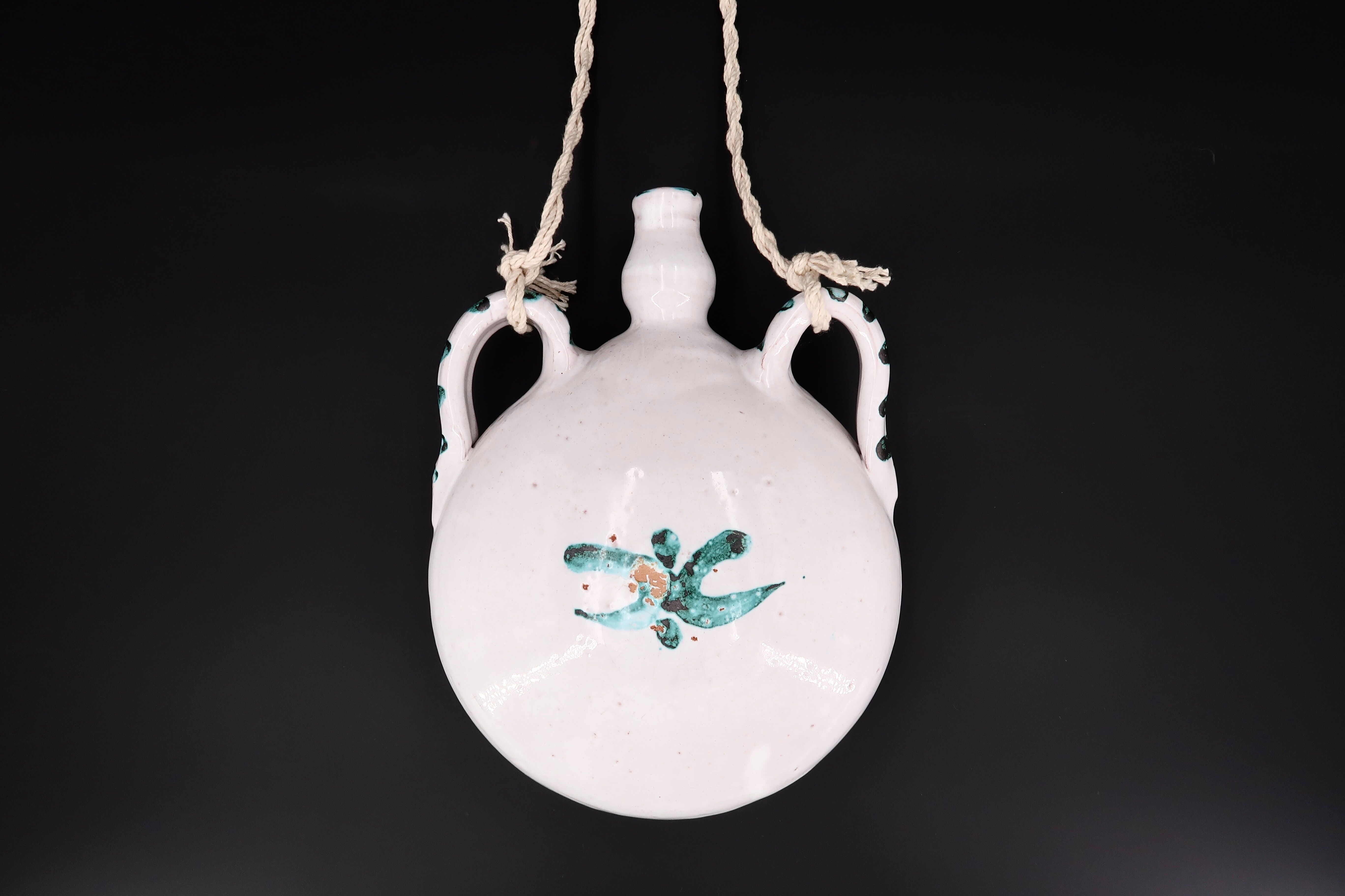 White ceramic wall gourd vase, vallauris