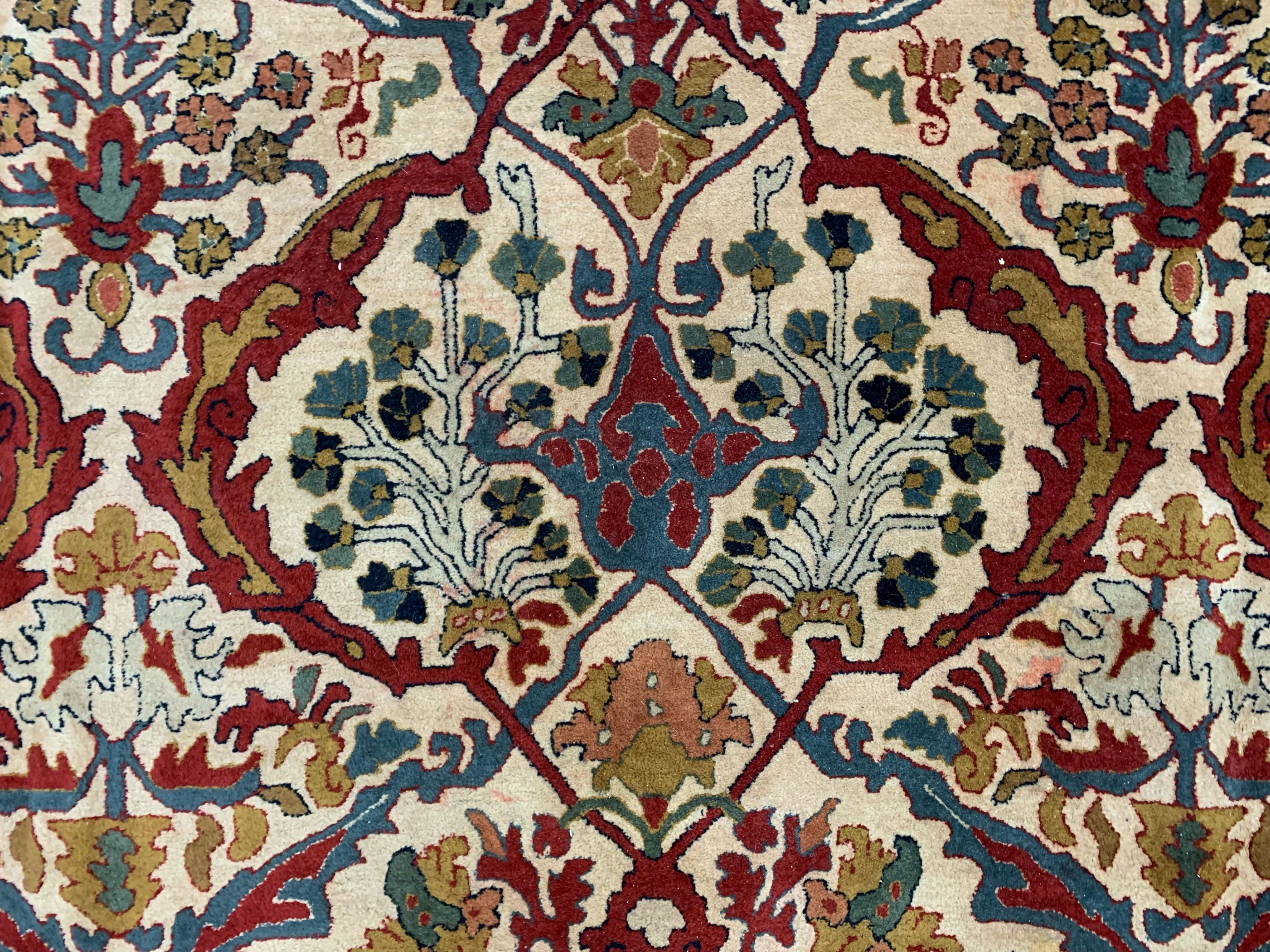 XL Vintage Arts and Crafts, W Morris style Rug 400x296 cm, Red Blue