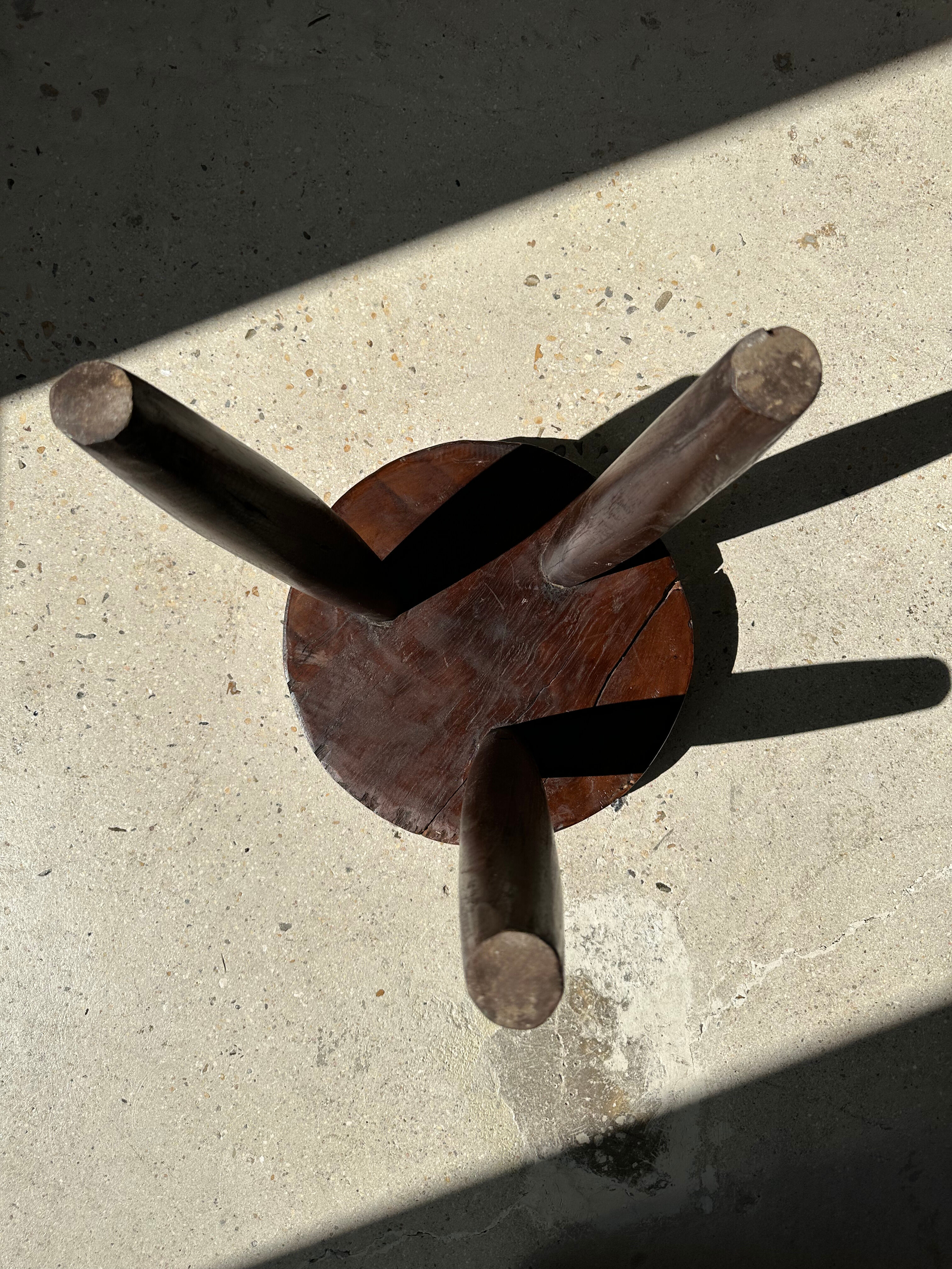 Brown solid wood stool hollow circular seat