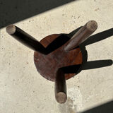 Brown solid wood stool hollow circular seat