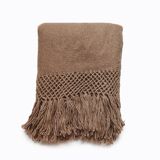 Plaid tissé main 100% pure laine de lama mocha