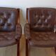 Norwegian Easy Chairs in Leather by Jon Hjortdal, Velledalen. Set of 2.