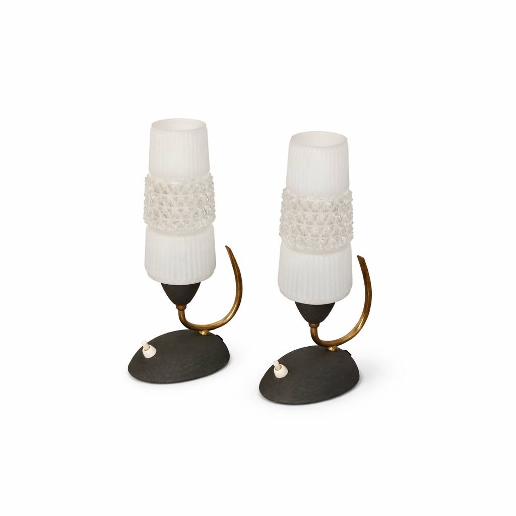 Mid-Century 60s lamp set – brass, glass, vintage design