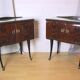 Pair of bedside tables, rosewood and burl walnut, Italy 1950
