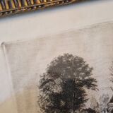 late 19th century etching, rural landscape