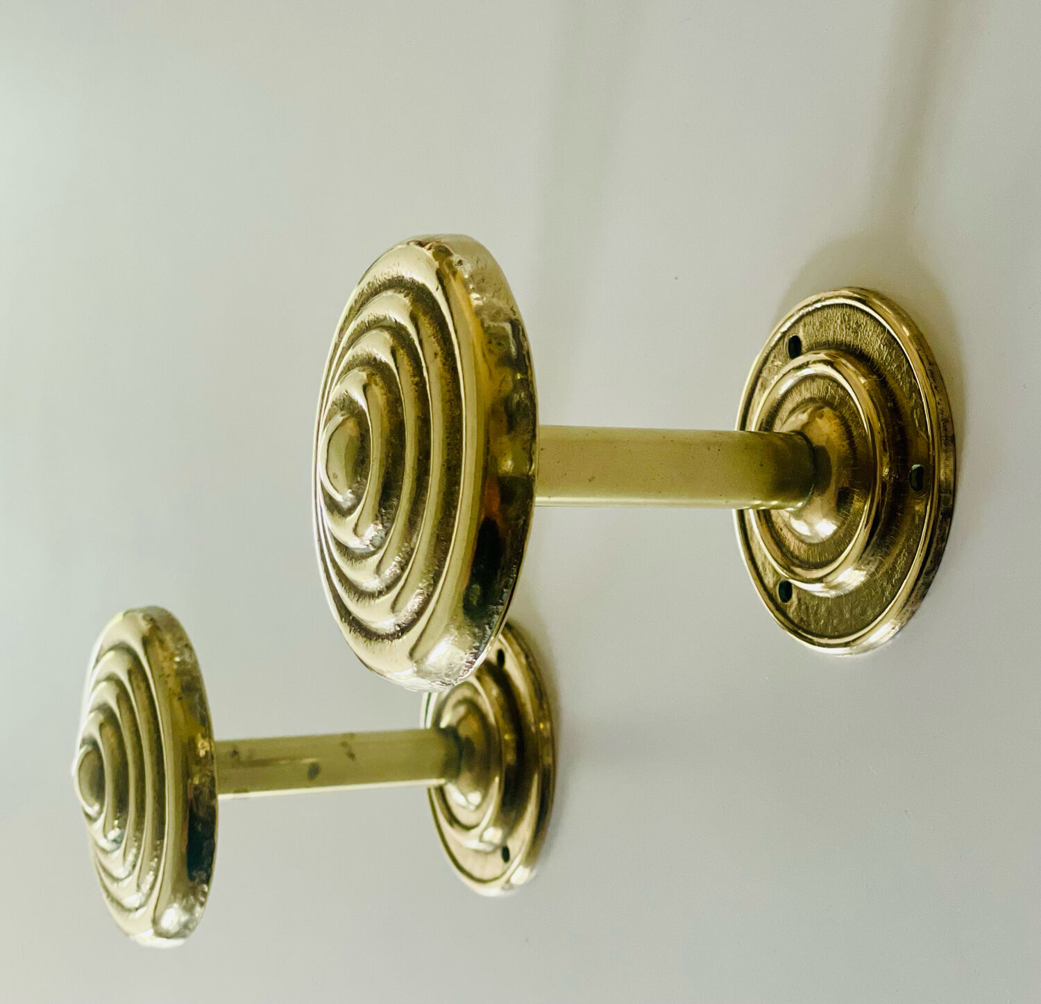2 gold metal curtain tieback hooks