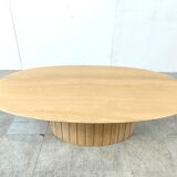 Table basse ovale vintage en travertin, 1970