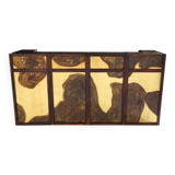 Large oxidized and patinated brass bar by Isabelle and Richard Faure 1970
