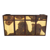 Large oxidized and patinated brass bar by Isabelle and Richard Faure 1970