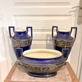 Lot 3 amphora vase boch keramis 1890 bfk fireplace garniture sèvres art deco