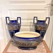 Lot 3 amphora vase boch keramis 1890 bfk fireplace garniture sèvres art deco