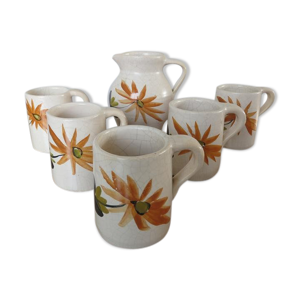 Service à orangeade, motif floral,