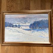 Oil painting on cardboard signed, dimensions: height - 48 cm - width - 68.5 cm -