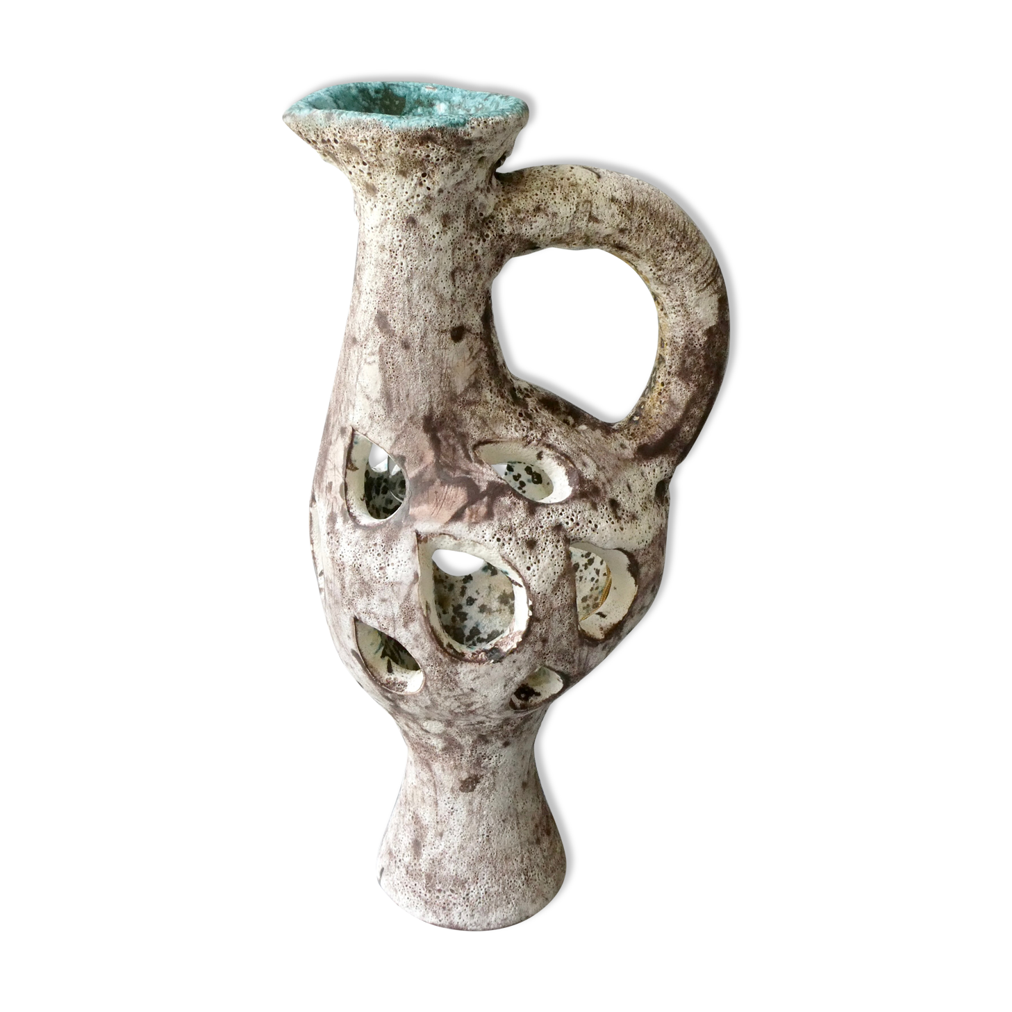 Openwork ceramic lamp from Vallauris, 70s