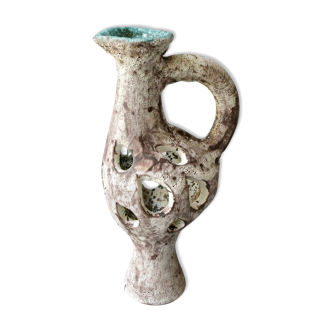 Openwork ceramic lamp from Vallauris, 70s