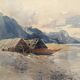 Antique watercolor Swiss landscape signed Fürst 1915