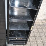 Vintage mirror cabinet in wood and chrome metal - backlit dressing table shelf 1950-1960