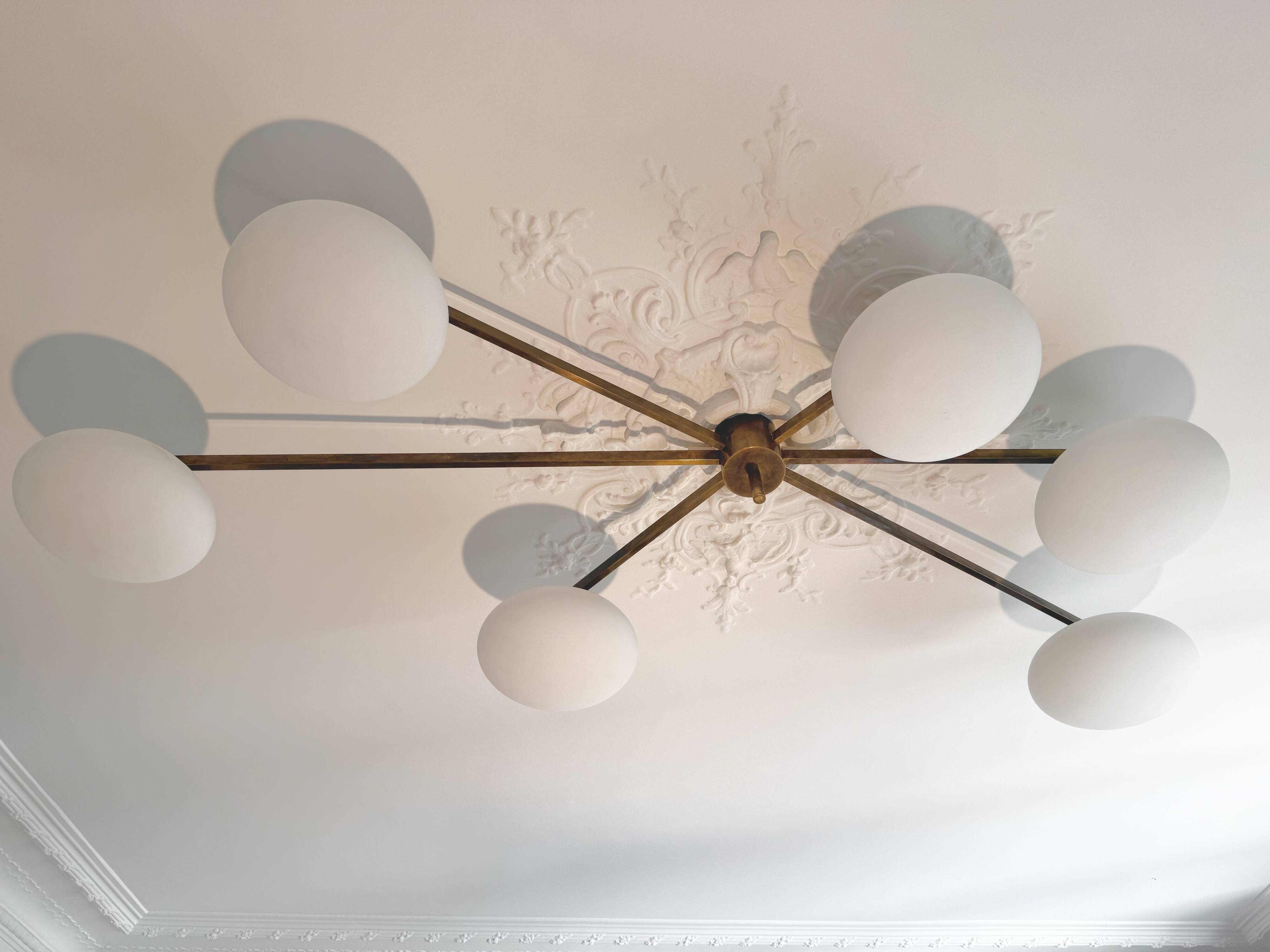Angelo Lelii lustre plafonnier modèle 6 lune édition arredoluce