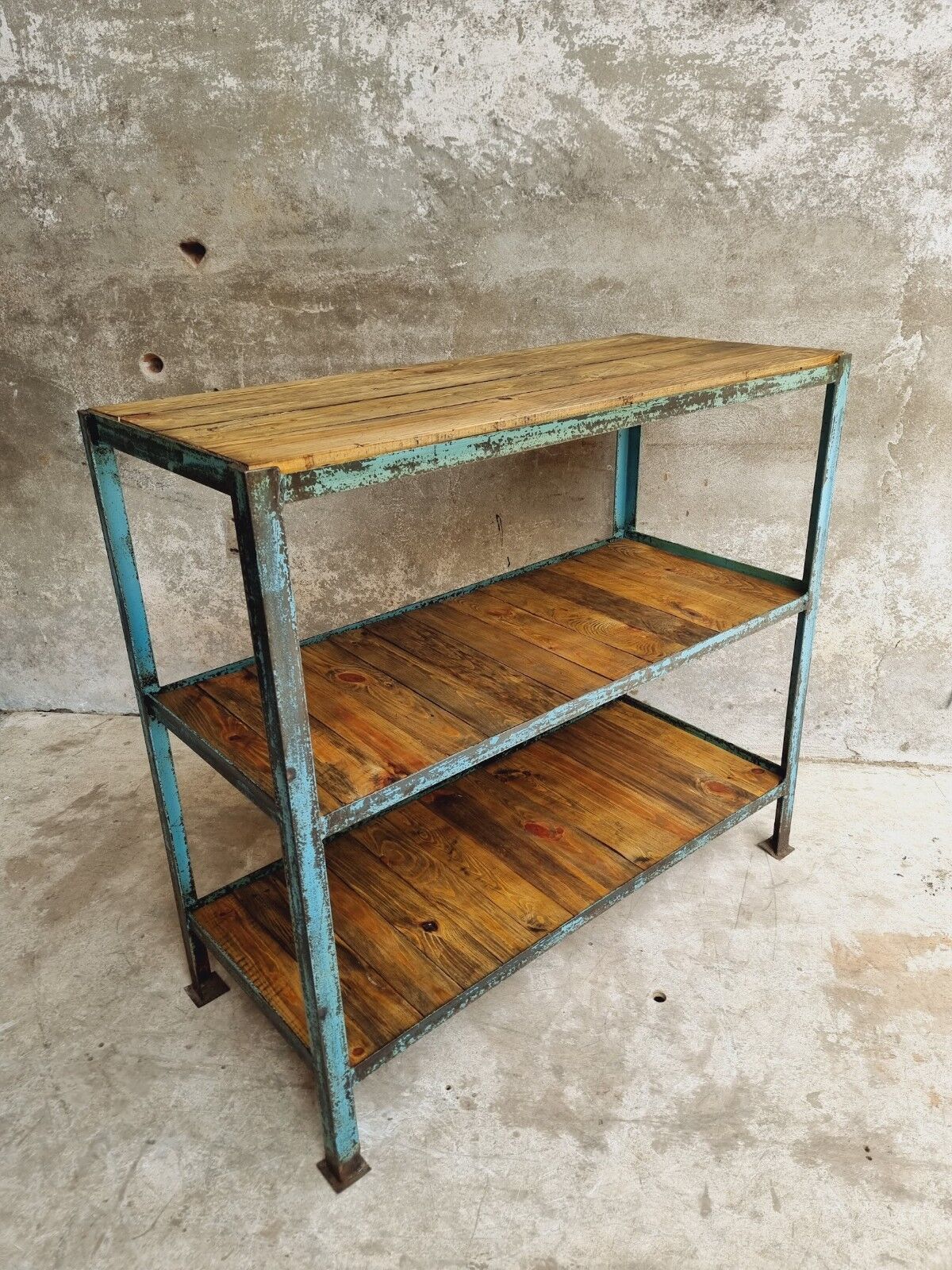 Industrial shelving unit sidetable kitchen rack pastel blue