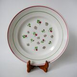 Plat rond digoin sarreguemines rose et vert 1940