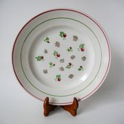 Plat rond digoin sarreguemines rose et vert 1940