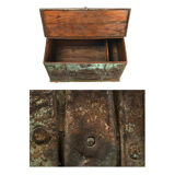 Wooden chest with green patina