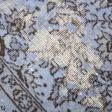 Turkish All-Over Floral Light Blue Vintage Runner Rug, 61x207Cm