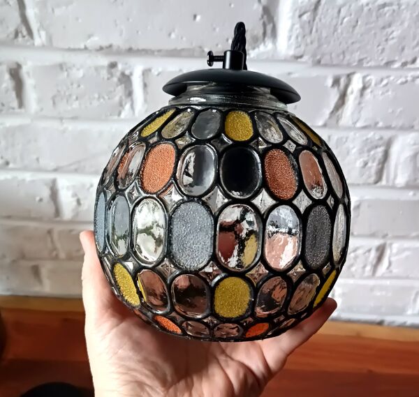 Paire Suspensions en verre coloré LIMBURG 1970, suspensions MIRABEL