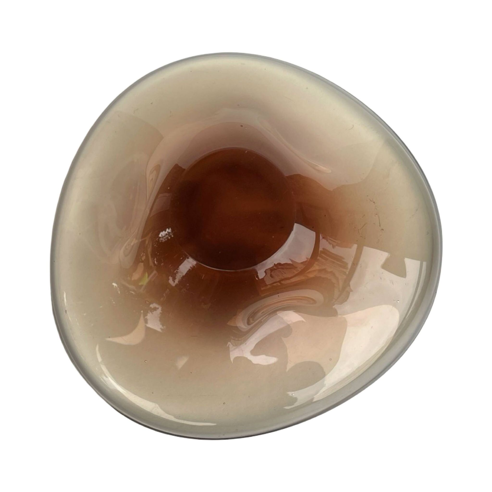 Hand-formed glass bowl designed by M Klinger, Železný Brod Sklo, Czech 1970