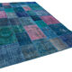 Handwoven oriental overdyed 203 cm x 300 cm blue patchwork carpet