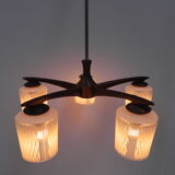 Suspension vintage avec 5 abat-jours en verre